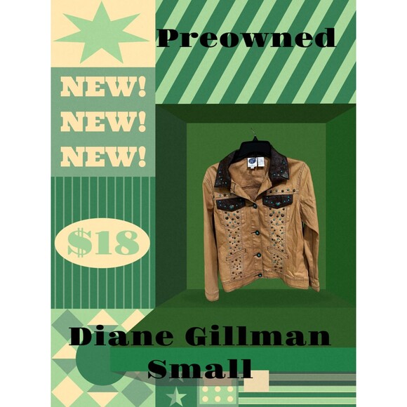 DIANE GILMAN (DG 2) Womens'  JACKET BROWN W/TURQUOISE SEQUINS Size (S) - Picture 1 of 2